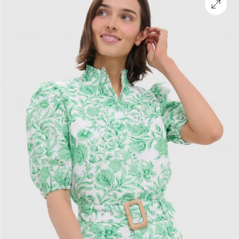 Hyacinth House Mint Green Vine Floral Florence Blouse